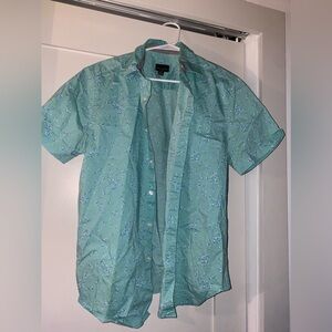 men’s teal button up